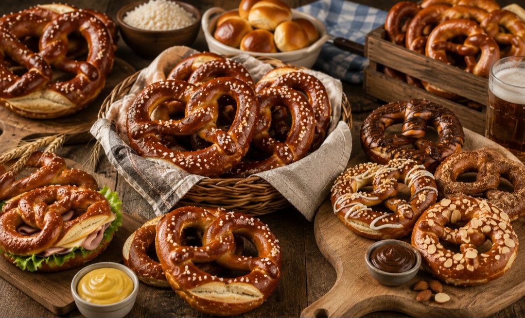 Com seu formato inconfundível e sabor marcante, o pretzel atravessou séculos e conquistou diferentes países. Hoje ele pode ser encontrado em versões doces e salgadas, mantendo uma tradição que começou na Europa. -  (crédito: Imagem gerada por i.a)