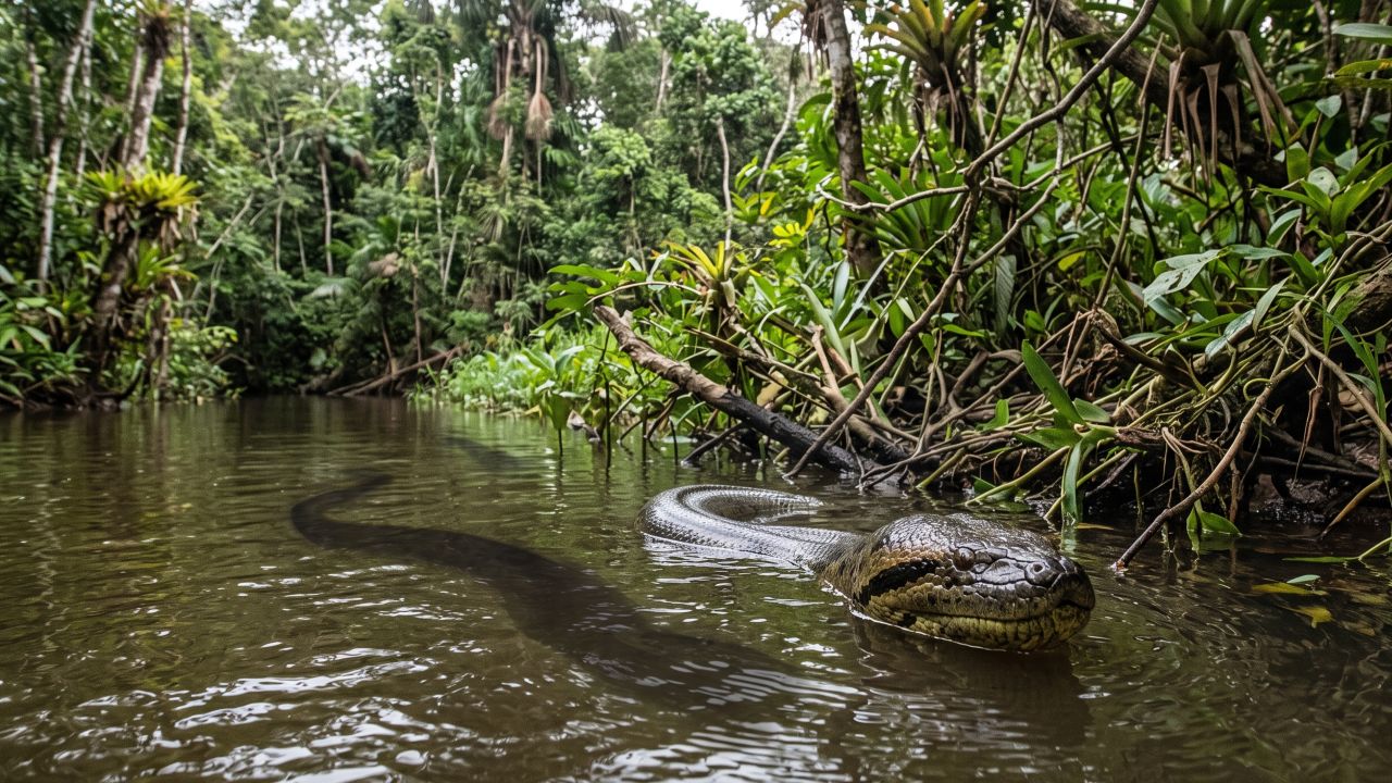 Pesquisadores internacionais descobriram que a sucuri-verde não é a única espécie de anaconda verde, como se acreditava até então. Na verdade, pesquisas revelaram que ela se divide em dois grupos geneticamente distintos. O grupo do norte da Amazônia recebeu o nome científico de Eunectes akayima, enquanto a espécie já conhecida do sul continua sendo chamada de Eunectes murinus. A descoberta foi publicada na revista científica Diversity em 2024.
 -  (crédito: Imagem Gerada por IA)