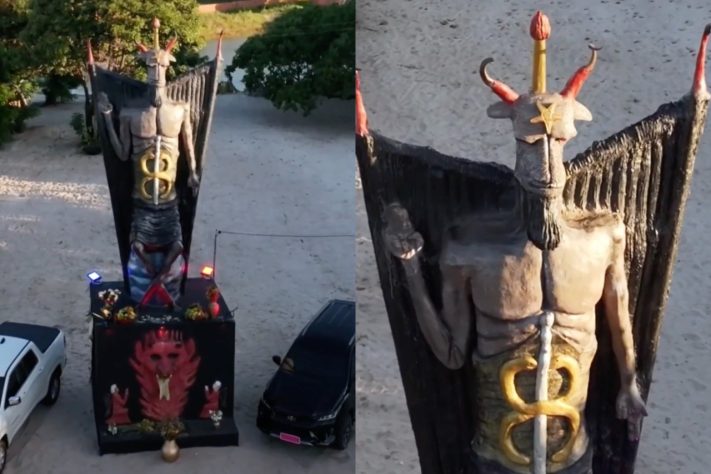 Estátua de 11 metros dedicada ao Diabo que dividiu opiniões nas redes recebe aval da prefeitura no Ceará – Reprodução/g1