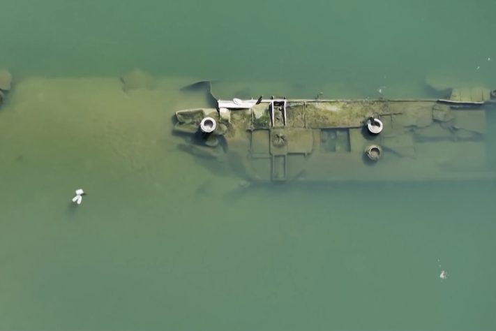 Seca extrema no rio Danúbio expõe destroços de navio nazista da 2ª Guerra Mundial – Reprodução/TV Globo