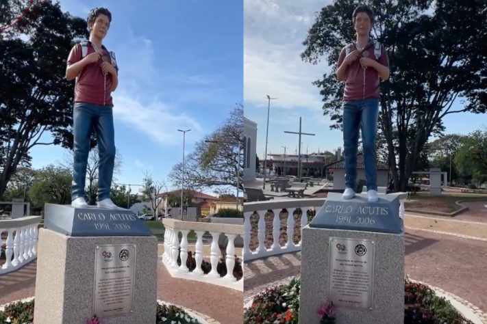 Cidade do interior paulista homenageia Carlo Acutis com estátua e chama atenção de fiéis – Reprodução/Instagram