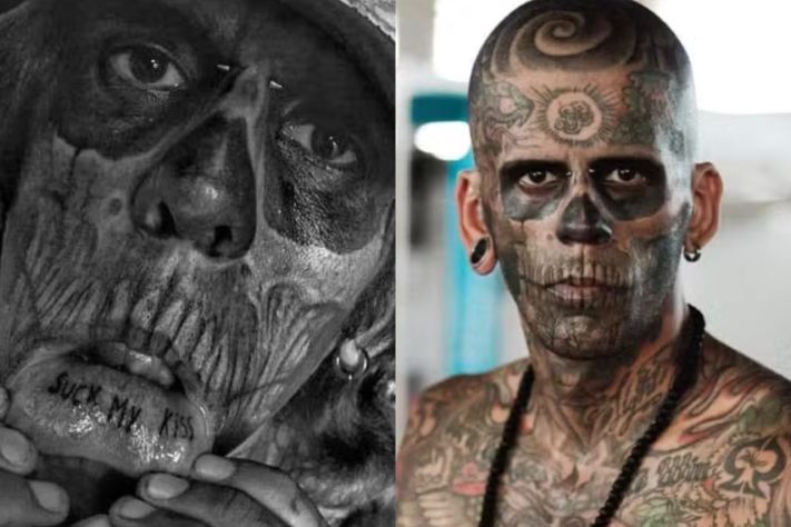 'Homem mais tatuado do Brasil', Leandro de Souza teve sessão de remoção adiada após descoberta de tumor – Reprodução/Redes Sociais/Arquivo Pessoal