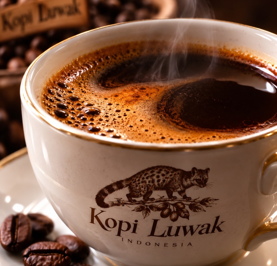 O Kopi Luwak é um dos cafés mais curiosos do mundo, produzido principalmente na Indonésia a partir de grãos que passam pelo sistema digestivo da civeta, um pequeno mamífero, geralmente de hábitos noturnos, encontrado principalmente em regiões da África e da Ásia.
 -  (crédito: Imagem gerada por )