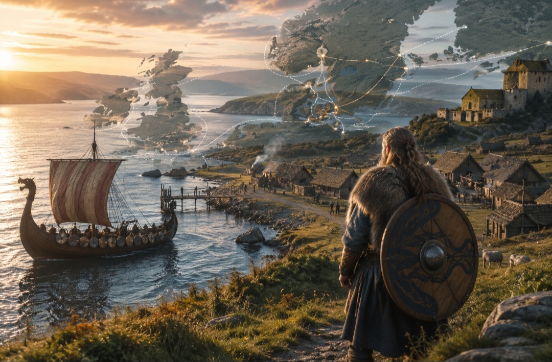 Os vikings marcaram a história europeia muito além das famosas incursões marítimas. Originários principalmente das regiões que hoje correspondem a Dinamarca, Noruega e Suécia, foram navegadores, comerciantes, agricultores e exploradores. Entre o fim do século VIII e o século XI, expandiram suas rotas e deixaram uma influência que ainda hoje é revelada por novas descobertas arqueológicas. -  (crédito: Imagem gerada por i.a )