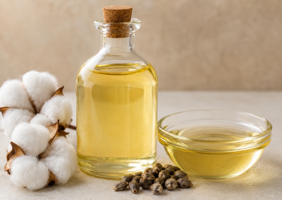 O óleo de algodão contém vitamina E e apresenta predominância de ácidos graxos insaturados, especialmente o ácido linoleico, da família ômega-6. Há também pequenas quantidades de ácido linolênico, da família ômega-3. Eu retiraria a referência à vitamina D, pois ela não é uma característica nutricional relevante desse óleo.