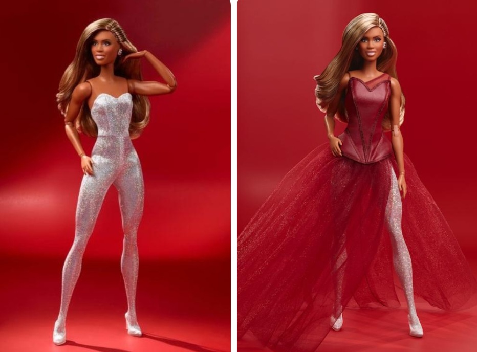 Laverne Cox – A atriz e produtora americana recebeu uma Barbie Tribute Collection em 2022. Criada em colaboração com a própria artista, a boneca usa vestido de tule vermelho sobre uma peça metálica prateada. A homenagem reconheceu sua influência na cultura e no entretenimento.