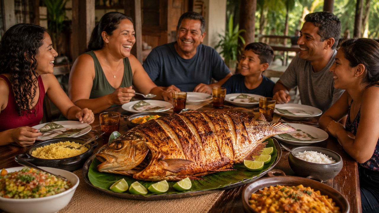Para muitas famílias amazônicas, o tambaqui faz parte da tradição e reúne diferentes gerações à mesa. É comum, aos domingos e em datas especiais, a banda inteira assada ser o prato principal do almoço em família.
