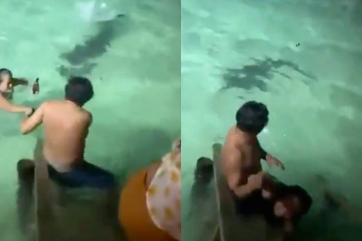Turistas escapam por um triz de crocodilo em resort de Belize, na América Central – Reprodução/X