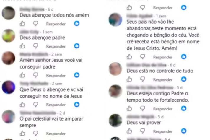 Golpistas inventam padre amputado, idosa e coroinha feitos por IA para arrecadar dinheiro de fiéis – Reprodução/Redes Sociais
