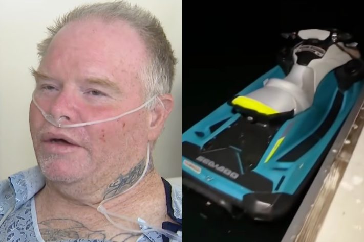 Após cair de jet ski, homem passa a noite à deriva no Oceano Pacífico e é encontrado graças à colete salva-vidas – Reprodução/CBS LA