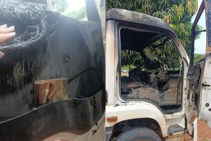 Caminhoneira gasta R$ 50 mil para reformar caminhão incendiado que ficou com Bíblia intacta Arquivo Pessoal/Letícia Martins
