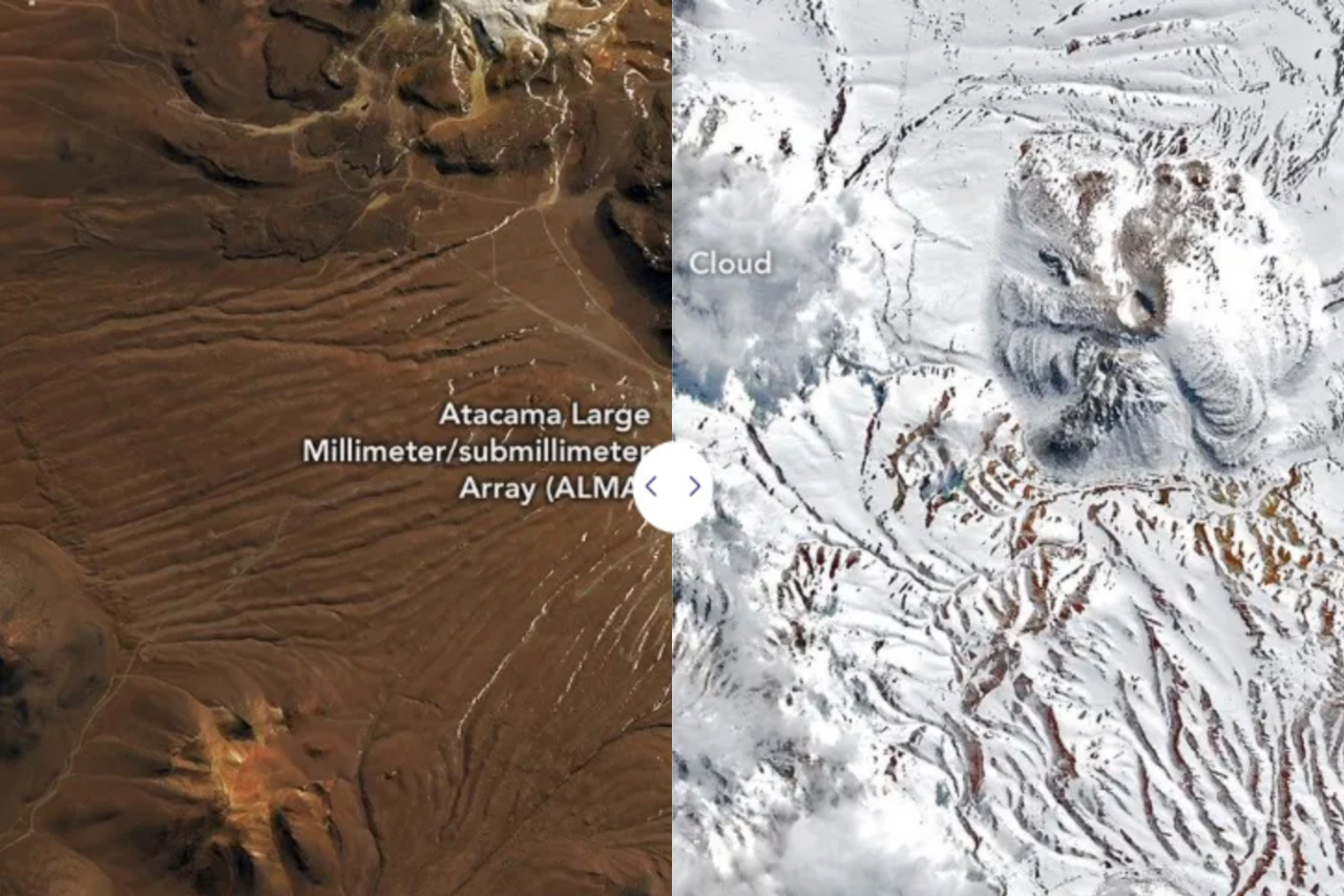 Registros dos satélites Landsat 8 e Landsat 9, da Nasa e do USGS, revelaram a mudança na paisagem antes e depois das tempestades. O episódio também afetou o planalto de Chajnantor, onde está instalado o ALMA, um dos principais complexos de observação astronômica do mundo.