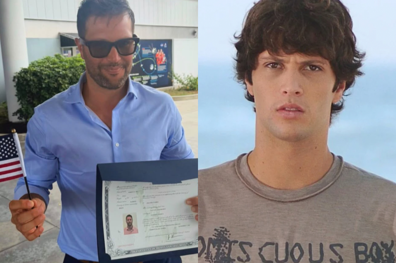 O ator brasileiro Gustavo Leão, conhecido por ter trabalhado em várias novelas da Globo, passou a integrar oficialmente a comunidade de cidadãos dos Estados Unidos após participar de uma cerimônia de naturalização realizada nas instalações da Nasa. -  (crédito: Reprodução/Instagram/TV Globo)