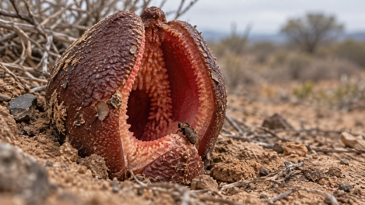 A flor libera um cheiro desagradável que atrai insetos, especialmente besouros. Para eles, o odor pode lembrar um local adequado para se alimentar ou depositar ovos. Ao entrar na flor, esses visitantes participam de uma armadilha ligada à polinização.