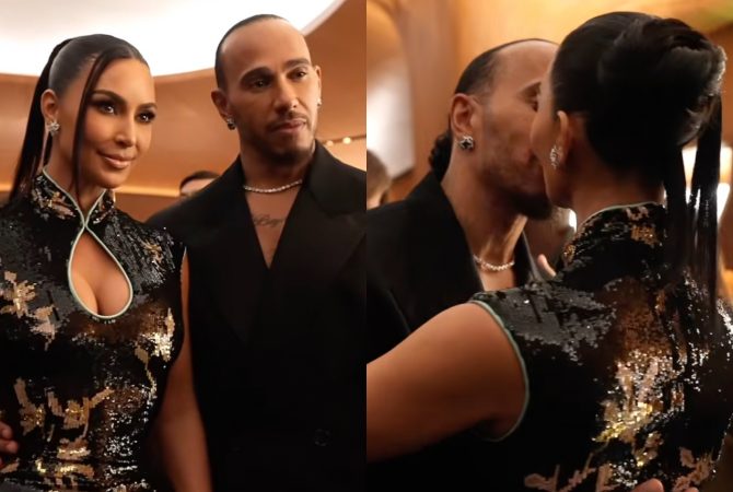 Pombinhos! Kim Kardashian e Lewis Hamilton surgem aos beijos durante evento em Los Angeles