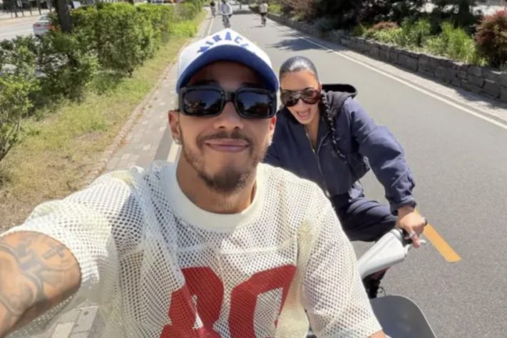 Kim Kardashian e Lewis Hamilton andam de bicicleta juntos – Reprodução/Instagram @kimkardashian