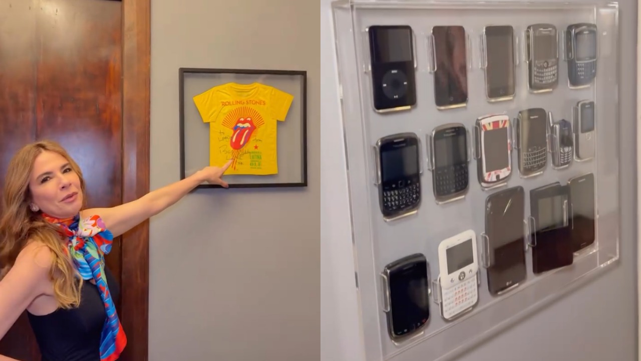 A coleção de arte é um dos destaques do apartamento. Entre as peças estão trabalhos de Di Cavalcanti, Claudio Tozzi, Jeff Koons e Damien Hirst. A decoração também inclui retratos autografados de Mick Jagger, John Lennon e Yoko Ono. Entre os objetos mostrados estão uma coleção de celulares antigos, peças curiosas e recordações relacionadas aos filhos e à família.
