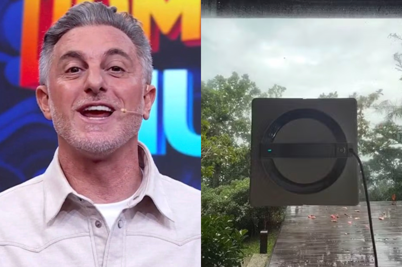 O apresentador Luciano Huck surpreendeu os seguidores ao apresentar uma novidade tecnológica incorporada à rotina de sua mansão. Em um vídeo publicado nas redes sociais no fim de agosto, ele mostrou que havia adquirido um robô capaz de limpar janelas e outras superfícies de vidro de forma automática. -  (crédito: Reprodução/TV Globo/Instagram)