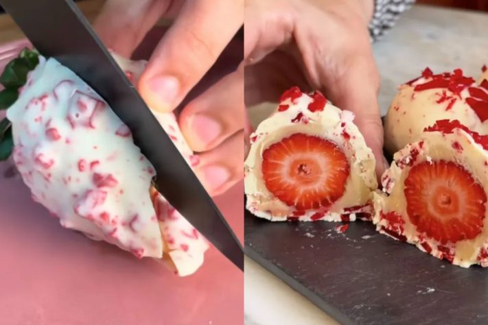 Novo doce viral, morango cravejado vira nova tendência nas redes sociais e buscas no delivery 'explodem' – Reprodução/TikTok