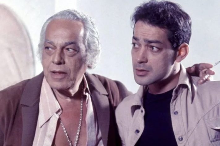 Paulo Gracindo e Gracindo Jr. nos bastidores da novela 'O Casarão' (1976) – Reprodução/Globo