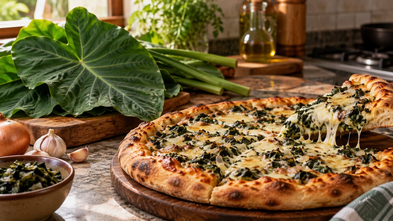 A taioba também pode entrar em bolinhos, tortas e recheios de pizza. Assim, a folha ganha espaço em receitas variadas, aproveitando seu sabor suave sem ficar restrita ao refogado do dia a dia. 
