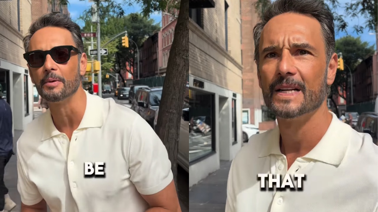 Após encerrar uma ligação pelo celular, Santoro respondeu com bom humor à pergunta sobre qual seria sua profissão: “Eu finjo ser pessoas que não sou”. Questionado sobre sua filmografia, Santoro citou as produções 