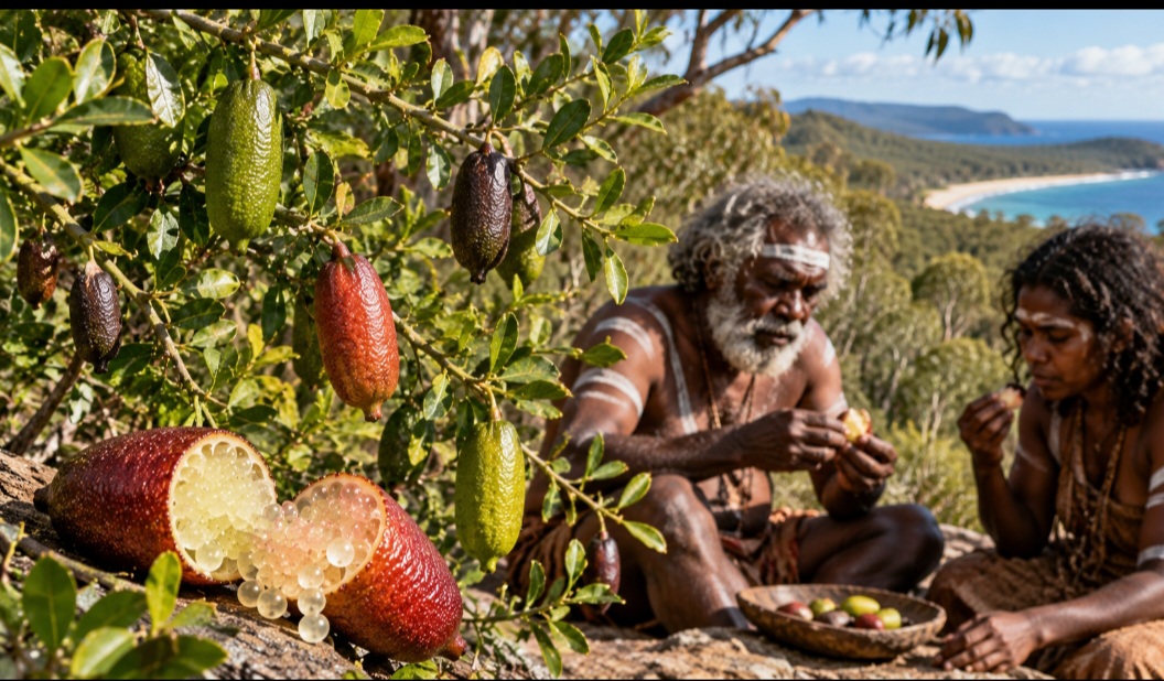 O limão-caviar é nativo das florestas subtropicais da costa leste da Austrália, onde cresce em arbustos ou pequenas árvores. Consumido tradicionalmente por povos aborígenes australianos, ganhou espaço nas últimas décadas na alta gastronomia mundial, principalmente pelo sabor cítrico e pela textura peculiar de sua polpa.
