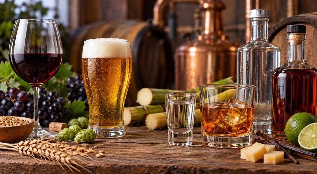 Vinho e cerveja são exemplos de bebidas que dependem da fermentação, enquanto cachaça, uísque, vodca e rum passam também pela destilação. Embora os processos possam estar presentes na fabricação de uma mesma bebida, cada um desempenha uma função diferente na produção.