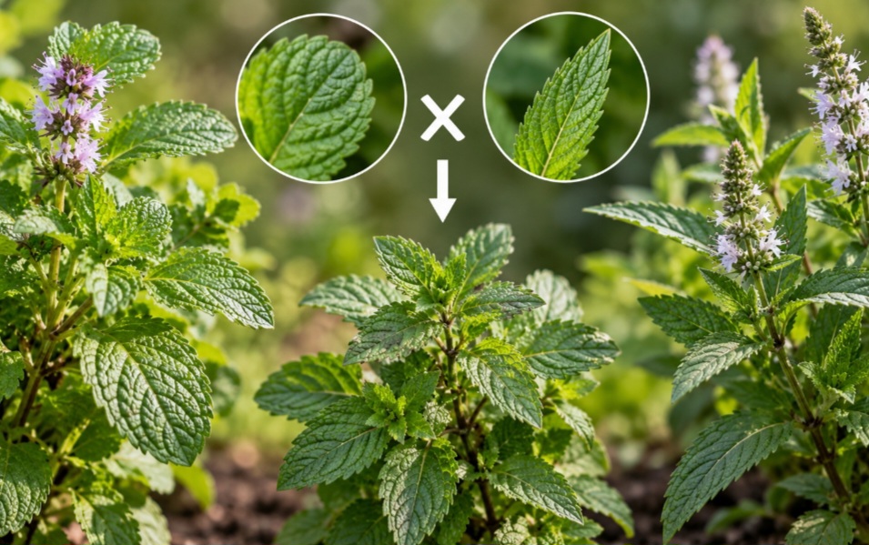 Espécies do gênero Mentha podem se cruzar com facilidade, originando numerosos híbridos com características semelhantes às plantas de origem. Essa capacidade de hibridização, somada à grande variação dentro das espécies, pode tornar a identificação botânica bastante complexa.