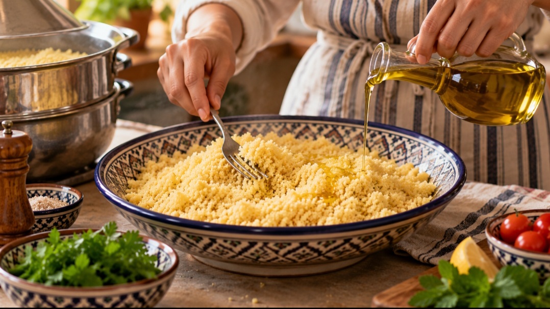 Por ser produzido com sêmola de trigo, o cuscuz marroquino contém glúten e não é indicado para pessoas com doença celíaca. Quem precisa evitar essa proteína pode recorrer a alternativas feitas com milho, arroz ou quinoa, verificando sempre o rótulo. Essa atenção permite adaptar as receitas sem abrir mão da praticidade e das diferentes combinações.