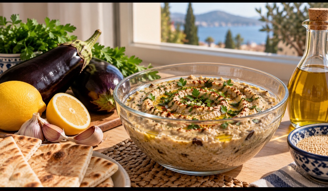 O tahine também é presença frequente no babaganoush, preparação à base de berinjela assada bastante difundida no Levante. A combinação produz uma pasta cremosa, normalmente temperada com ingredientes como limão, alho e azeite.