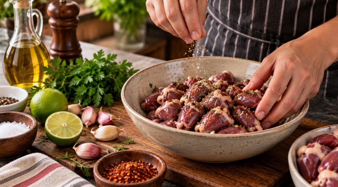 Embora tenha nutrientes importantes, o coração também contém colesterol e seu valor calórico pode variar conforme o preparo. Molhos muito salgados, excesso de óleo e acompanhamentos gordurosos podem tornar a refeição mais pesada, por isso vale apostar na moderação.