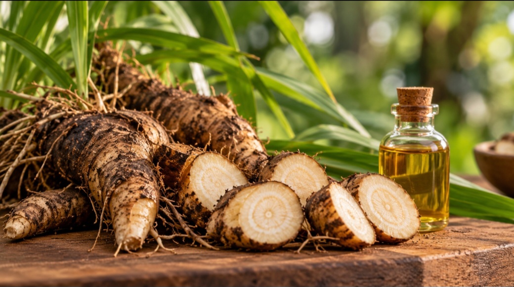 Quando cortadas, as partes subterrâneas da priprioca liberam uma fragrância intensa, geralmente descrita como fresca, amadeirada e picante. Essa característica transformou a planta em uma matéria-prima valorizada para a obtenção de óleo essencial. 