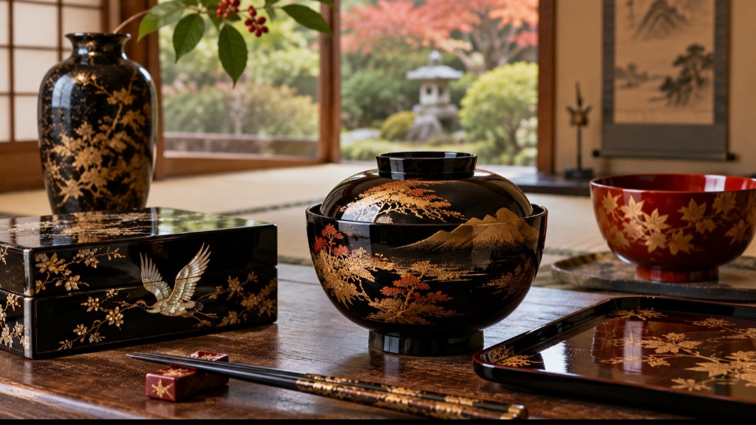 A laca chama atenção pelo brilho intenso e pelo acabamento elegante, mas sua história vai muito além da decoração. Técnicas desenvolvidas há milhares de anos transformaram uma matéria-prima vegetal em revestimento de objetos, móveis e verdadeiras obras de arte. Ao longo do tempo, diferentes culturas asiáticas aperfeiçoaram métodos próprios, alguns deles mantidos por artesãos até hoje -  (crédito: Imagem gerada por i.a )