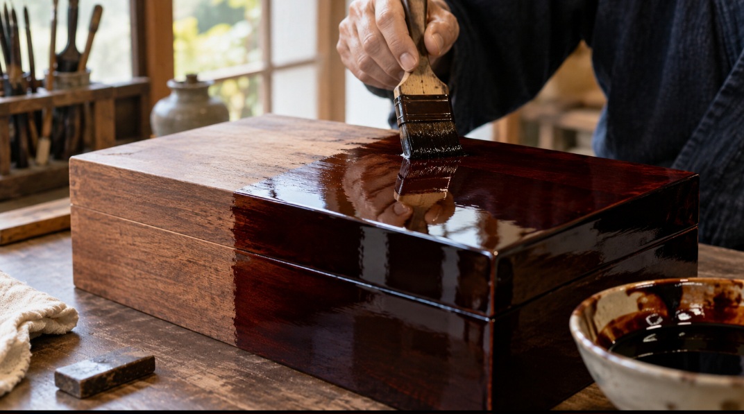 O termo laca pode designar diferentes tipos de revestimento, mas a tradição asiática mais antiga utiliza uma resina natural obtida da seiva de determinadas árvores. Depois de aplicada e endurecida adequadamente, ela forma uma superfície resistente, lisa e brilhante.