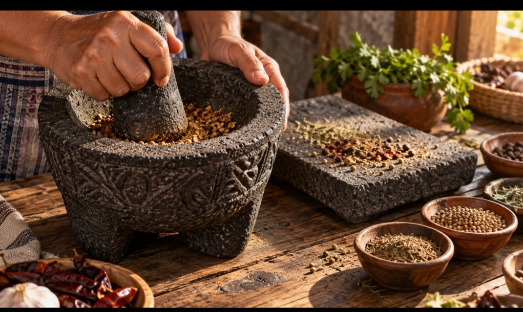 Pilões e pedras de moer – Diferentes povos utilizaram o basalto para produzir pilões, almofarizes e superfícies destinadas a triturar grãos e temperos. A dureza e o peso da rocha ajudam essas peças a suportar o atrito provocado pelo uso constante.