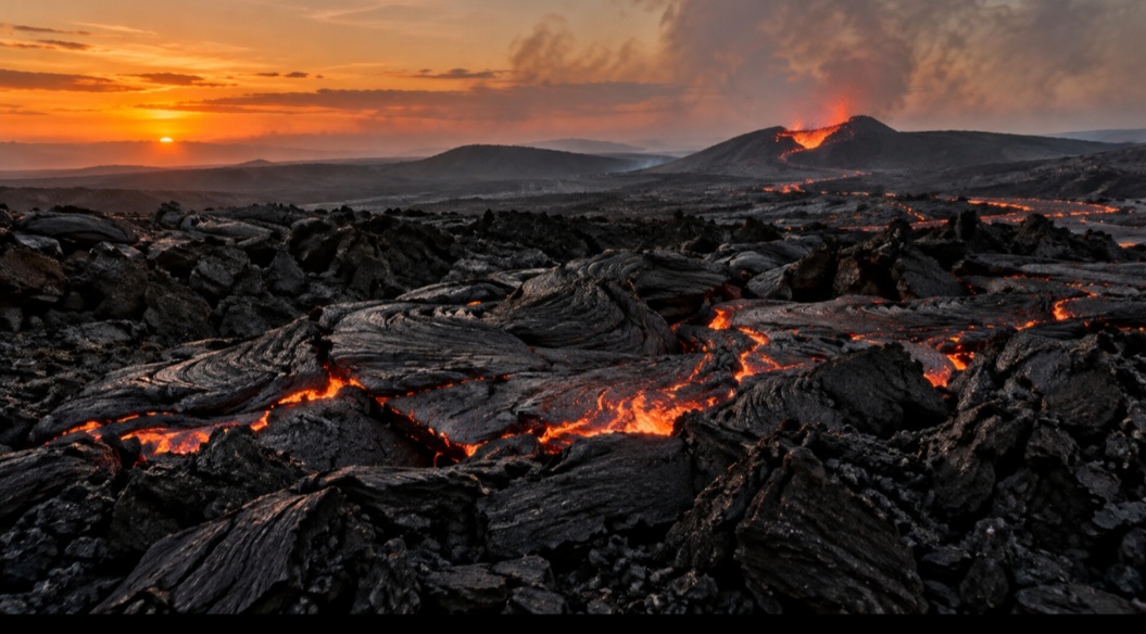 Formado pelo resfriamento rápido da lava, o basalto está entre as rochas vulcânicas mais abundantes do planeta. Escuro, resistente e de aparência marcante, foi usado por diferentes povos na produção de ferramentas, utensílios e construções. Atualmente, a rocha continua presente de diversas formas no dia a dia. -  (crédito: Imagem gerada por i.a )
