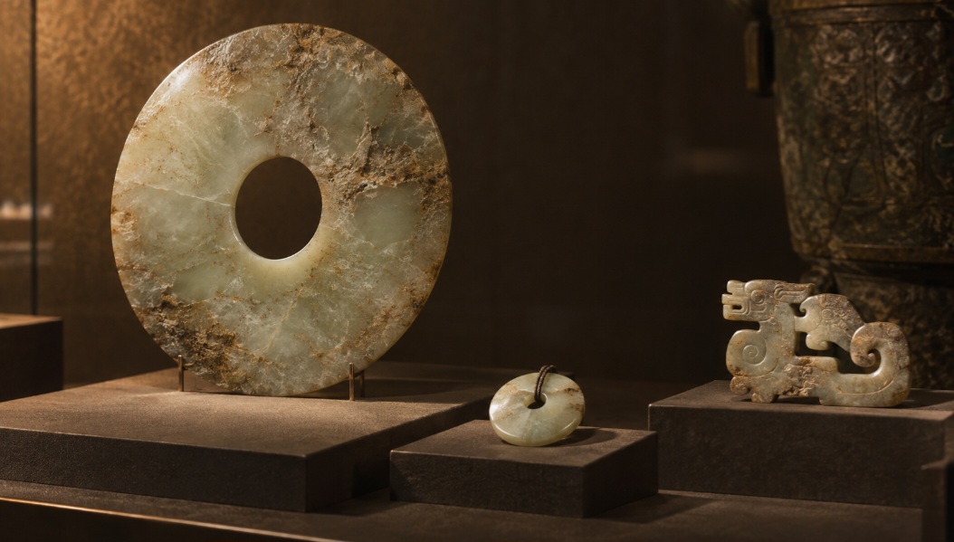 Na China, o jade é trabalhado desde o período Neolítico e foi associado à nobreza, à pureza e à imortalidade. Discos, pingentes e outros objetos também acompanhavam pessoas de alta posição em sepultamentos antigos.