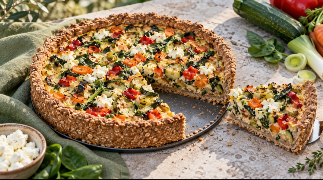 Torta integral – Preparada com farinha integral, aveia ou uma mistura de grãos, apresenta sabor mais marcante e textura densa. Legumes assados, ricota, espinafre, frango, alho-poró e cogumelos combinam especialmente bem com essa proposta.