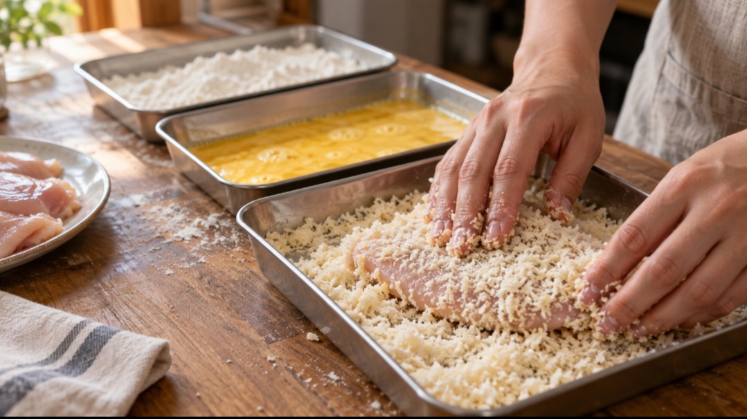Além do bife – Frango, peixe, camarão e croquetes também podem receber a cobertura de panko. Os flocos dão destaque à parte externa sem exigir mudanças na receita do recheio ou da carne