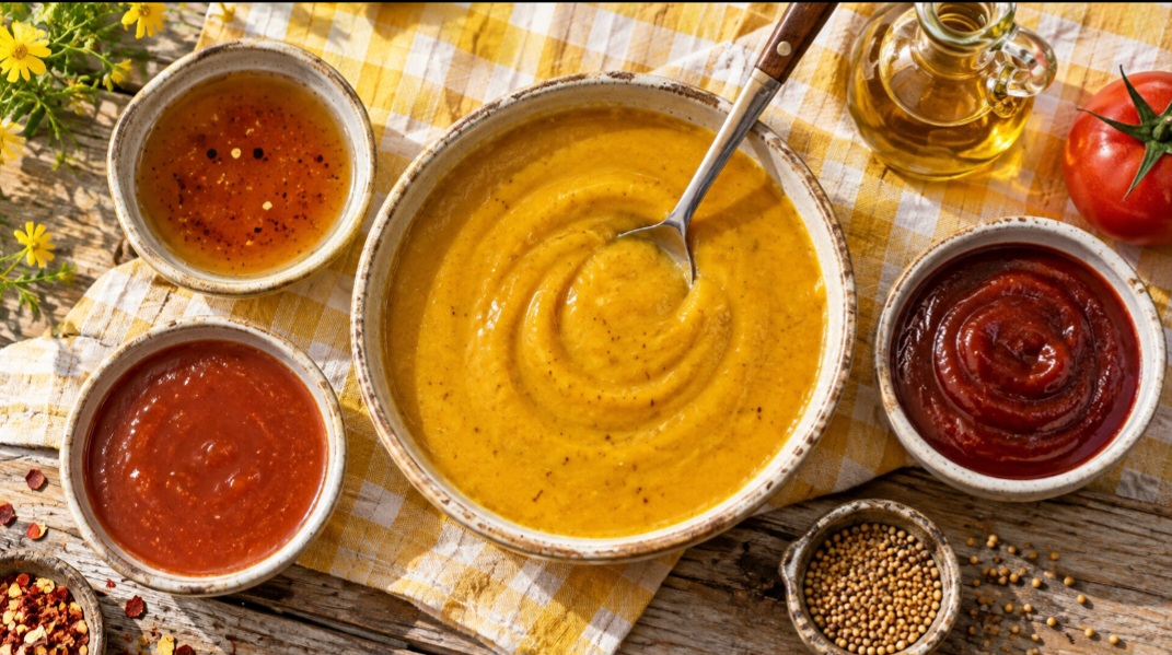 Carolina do Sul – A região central do estado tornou-se conhecida pelo molho amarelo preparado com mostarda. Outras áreas da Carolina do Sul também mantêm tradições à base de vinagre, tomate ou ketchup, formando um verdadeiro mapa de sabores. 