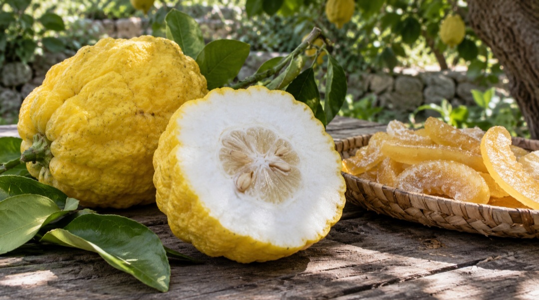 Cidra – Parente dos demais frutos cítricos, a cidra possui casca espessa e aromática, muito valorizada na produção de doces. A parte branca também pode ser aproveitada após tratamentos para reduzir o amargor. É uma escolha tradicional para bolos e pães festivos.