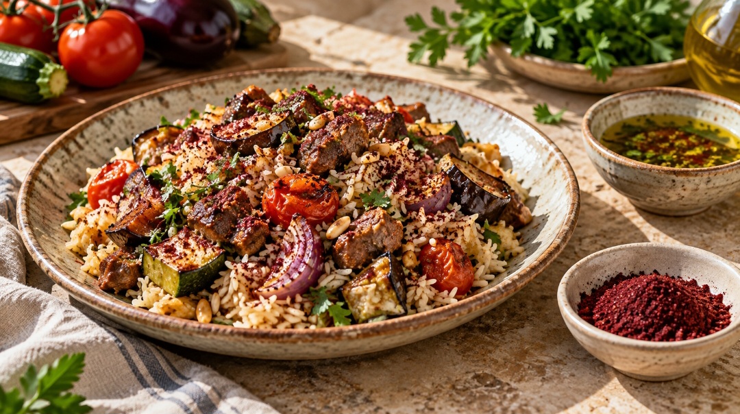  O sumagre é usado há muito tempo em preparações do Mediterrâneo e do oeste da Ásia. Pode temperar arroz, legumes e carnes, além de entrar em molhos para salada. As maneiras de empregá-lo variam conforme a receita e a região. 