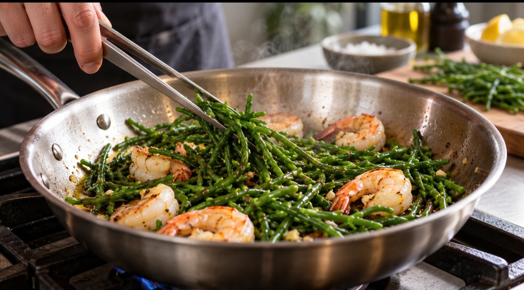 A salicórnia comestível pode ser servida crua em saladas ou cozida como acompanhamento. Também combina com peixes e frutos do mar, preparações em que seu sabor salgado se destaca. Os ramos jovens e verdes são os mais utilizados na cozinha. 