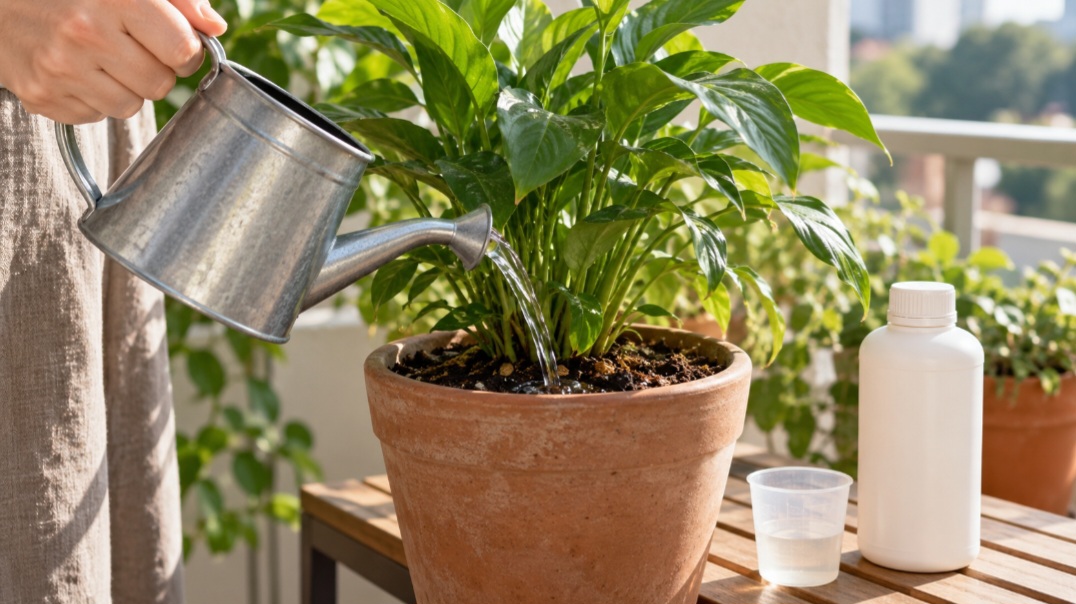 Fertilizante líquido – É prático para a adubação de plantas cultivadas em vasos, mas sua composição também varia. Alguns produtos precisam ser diluídos antes do uso. Respeitar a dose e a frequência indicadas no rótulo é essencial, pois adubo em excesso pode prejudicar o cultivo.