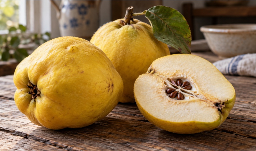 Marmelo – Parente da maçã e da pera, o marmelo também é um pseudofruto. Sua parte carnosa se desenvolve principalmente de tecidos florais ao redor do ovário. A região formada pelo ovário fica no centro e abriga as sementes. 