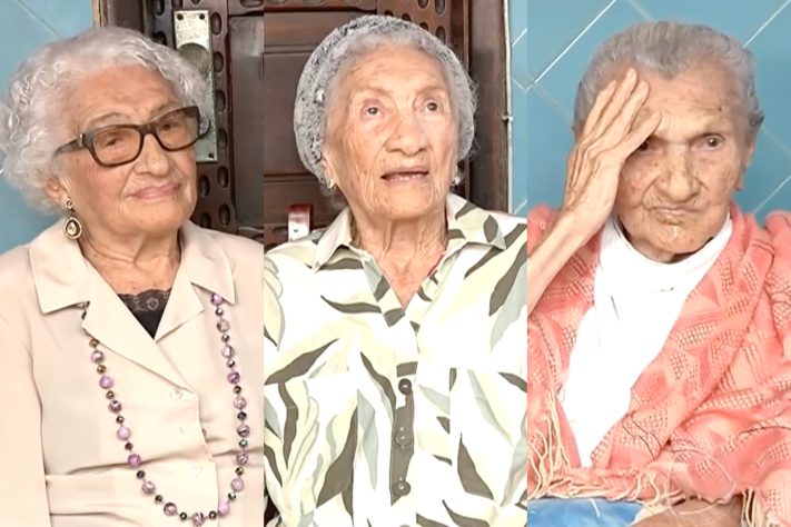 Trio de irmãs brasileiras com mais de 100 anos que já entraram para o Guinness são estudadas por pesquisadores da USP – Reprodução/TV Record