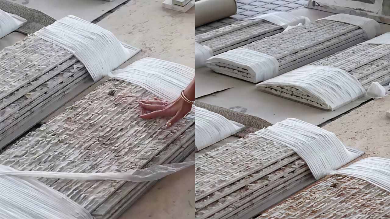 A visita à obra não estava planejada, mas Ana Paula precisou ir para aprovar a cabeceira da cama do casal. Ao chegar ao apartamento, porém, ela aproveitou a ocasião para mostrar outros espaços que já estão tomando forma. A influenciadora começou pela área social e revelou detalhes do bar planejado, que se destaca pelo acabamento em pedra e pelas formas curvas.
