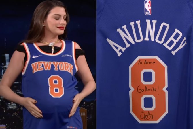 Anne Hathaway recebe presente especial de OG Anunoby, do New York Knicks; em 2024, atriz viveu história curiosa com jogador