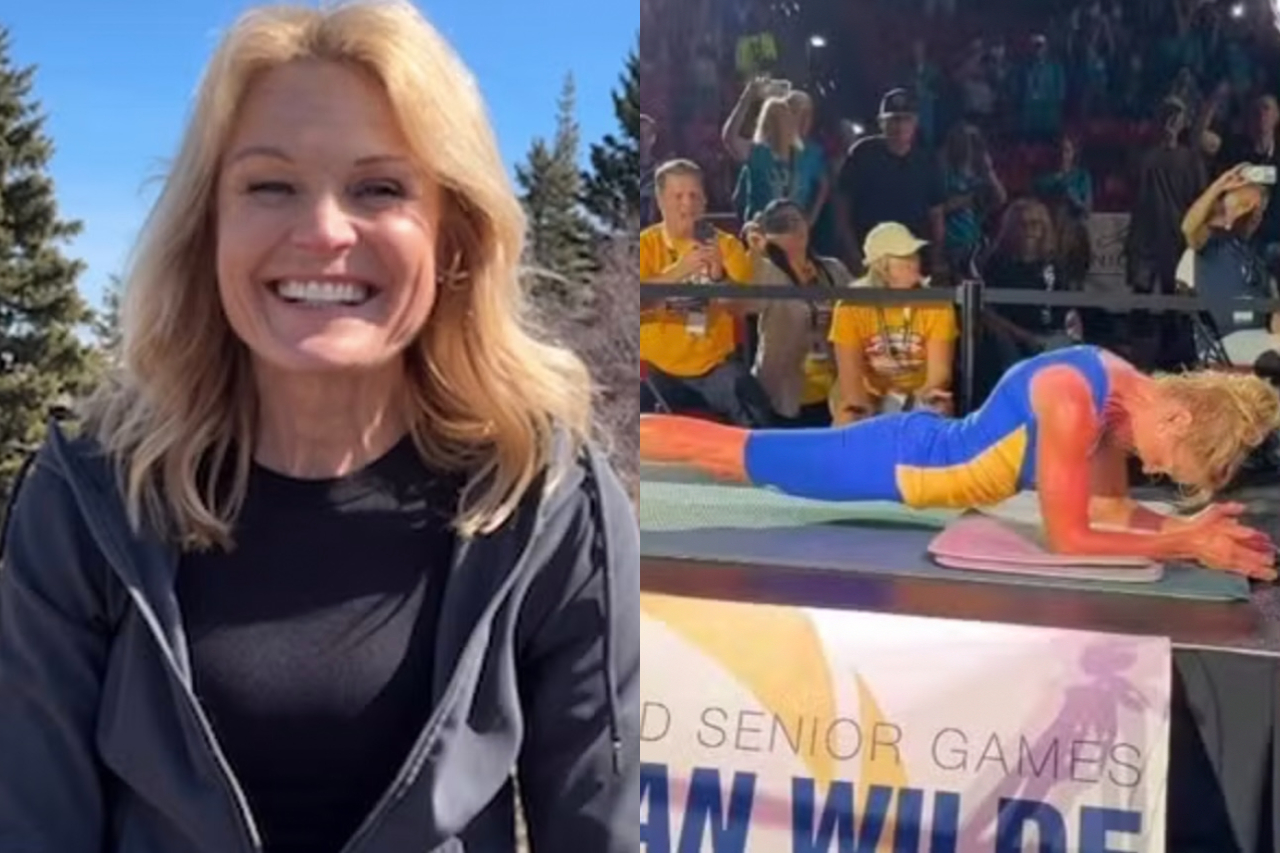 Donna Jean Wilde, atleta de 61 anos supera marca pessoal e bate próprio recorde mundial ao ficar 5 horas em posição de prancha – Reprodução/Instagram/@worldseniorgames